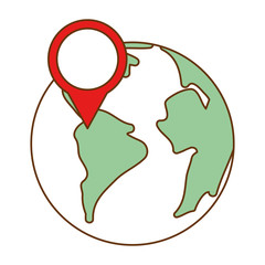 earth planet with pointer location vector illustration design