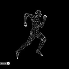 Fototapeta na wymiar 3d Running Man. Design for Sport, Business, Science and Technology. Vector Illustration. Human Body.