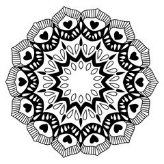 Decorative mandala design with heart shapes