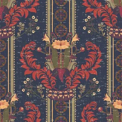 Foto auf Leinwand Vector floral pattern, victorian style. Floral bouquet with ornament. Vertical ornament © sunny_lion