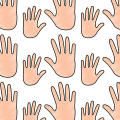seamless pattern opened hands support symbol vector illustration