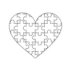 Obraz na płótnie Canvas heart assembled from puzzle pieces love charity concept vector illustration sticker design 