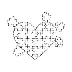 jigsaw puzzle heart pieces connect solution vector illustration sticker design 