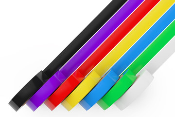 Different Colored Adhesive Insulating Tape. 3d Rendering