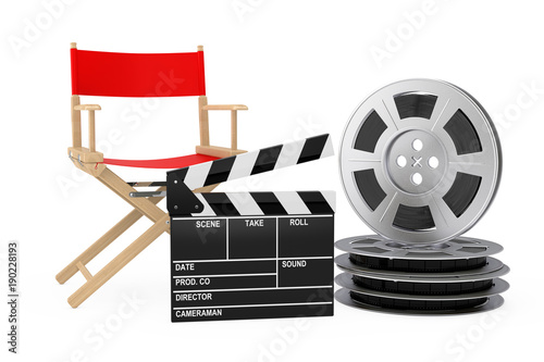 Cinema Industry Concept Red Director Chair Movie Clapper