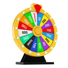 Luck and Fortune Concept. Spinning Colorful Fortune Wheel. 3d Rendering - obrazy, fototapety, plakaty
