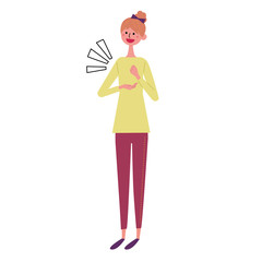 手をうつ　若い女性　イラスト
