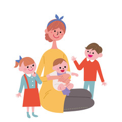 子育てする　女性　イラスト
