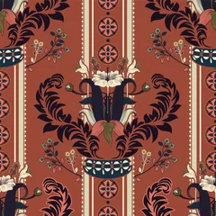 Foto auf Leinwand Vector floral pattern, victorian style. Floral bouquet with ornament. Vertical ornament © sunny_lion