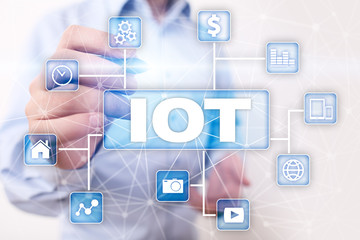 IOT. Internet of Thing concept. Multichannel online communication network digital 4.0 technology internet wireless application development mobile smartphone app.