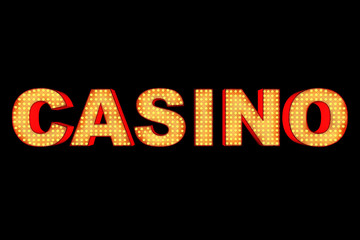 Casino Sign Made with Light Bulbs. 3d Rendering