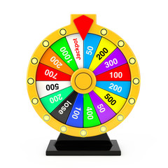 Luck and Fortune Concept. Spinning Colorful Fortune Wheel. 3d Rendering