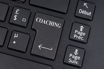 Touche coaching sur un clavier d'ordinateur 