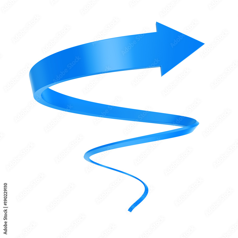 Aufkleber blue spiral arrow twist up to success. 3d rendering