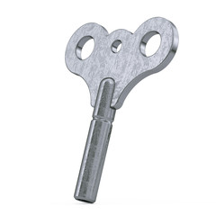 Old Metal Windup Key for Clock and Toys. 3d Rendering
