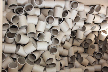 Waste of roll paper. gray tube rollers.