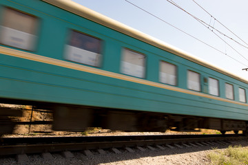 Fototapeta premium Train wagons in motion as a background
