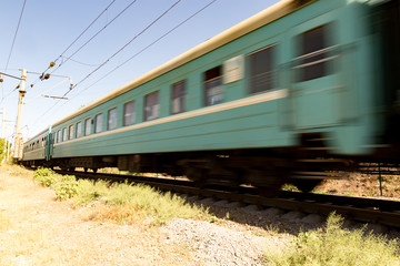 Fototapeta premium Train wagons in motion as a background