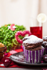 Chocolate muffins and lemonade