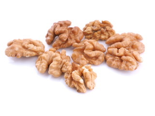 walnuts on white background