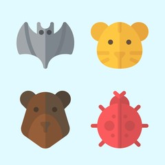 Icons set about Animals with bat, bear, tiger and ladybug