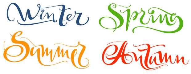 Winter spring summer autumn set hand written calligraphy text