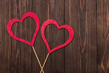 Love concept for mother's day and valentine's day. Valentine. Love. Valentine's Day postcard. Happy Valentine's day hearts on wooden background. Valentine card with space for text