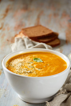 Pumpkin soup with cheese