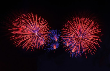 Colourful fireworks in the night of celebration.