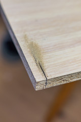 closeup of sawn-off board