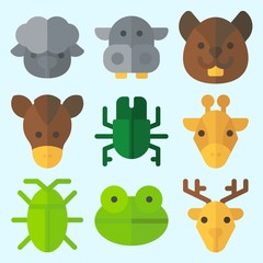 Icons set about Animals with deer, hippopatamus, cockroach, giraffe, horse and squirrel