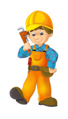 cartoon scene with plumber on white background - illustration for children