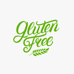 Gluten free hand written lettering logo, label