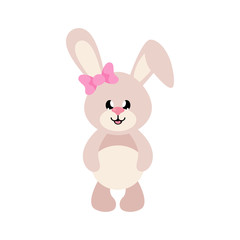 Fototapeta na wymiar cartoon cute bunny girl with bow