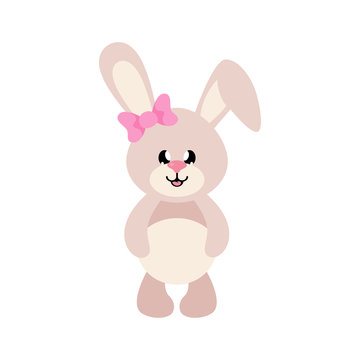 cartoon cute bunny girl with bow