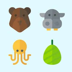 Icons set about Animals with octobus, cocoon, hippopatamus and bear