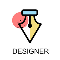 Fountain pen nib icon for designer on white background