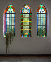 Three stained glass windows