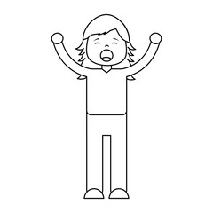 pretty girl stretching and yawning after waking up vector illustration outline design