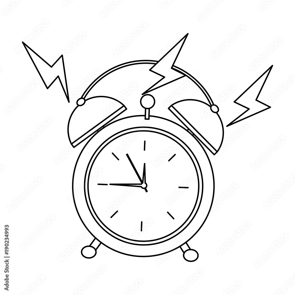 Sticker round clock alarm wake up ring icon vector illustration outline design