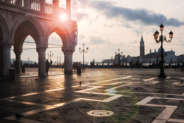 First morning sunlight at San Marco Square in Venice