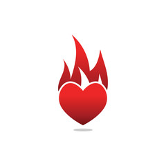 Burnt heart love logo icon design template vector