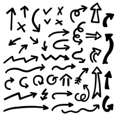 Hand drawn vector arrows set.