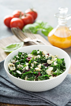 Warm kale salad with brown rice and cranberry