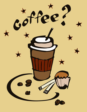 Fototapeta Coffee and cake