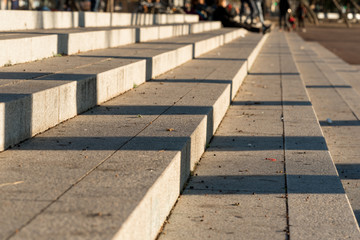 Close-up from steps at the piazza Pla de Miquel Tarradell in Barcelona