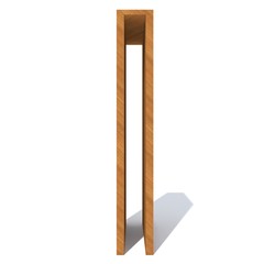 Conceptual wood or wooden brown font or type, timber or lumber industry piece isolated on white background. Educative hadwood material, smooth surface pine handmade sculpted object as 3D illustration