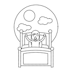 wake up morning the young girl in bed vector illustration sticker image design