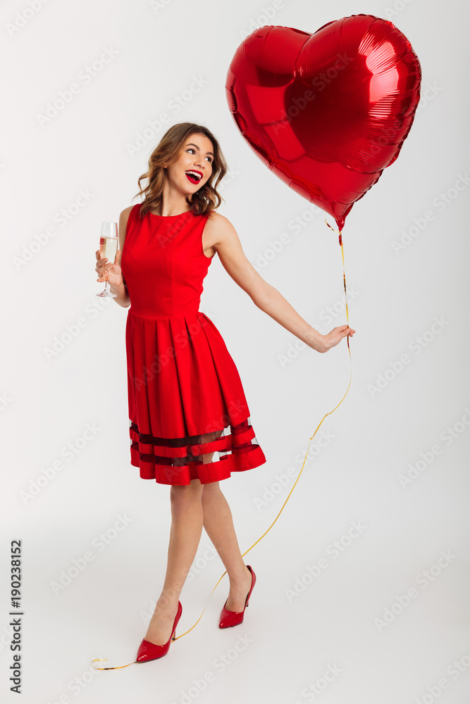 Sticker Full length portrait of a cheery young woman