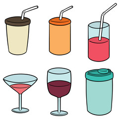 vector set of beverage cup